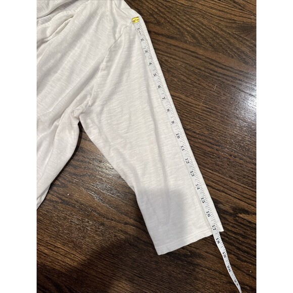 Pure J.Jill Blouse Large White Button Up Criss Cross Crossover Front V Neck - Picture 9 of 9